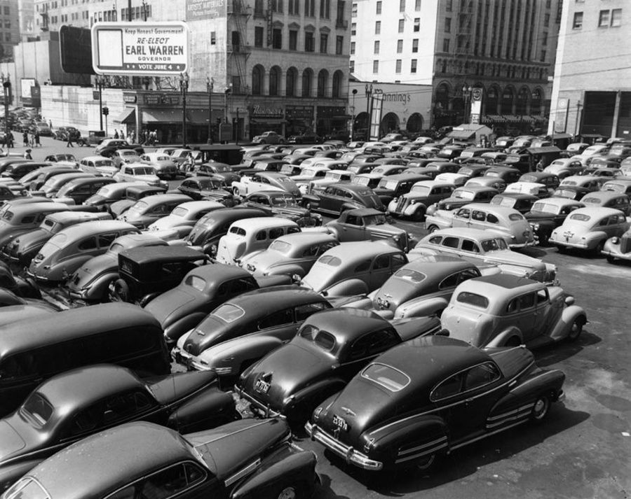 Downtown Los Angeles Parking Lot, 1946.
